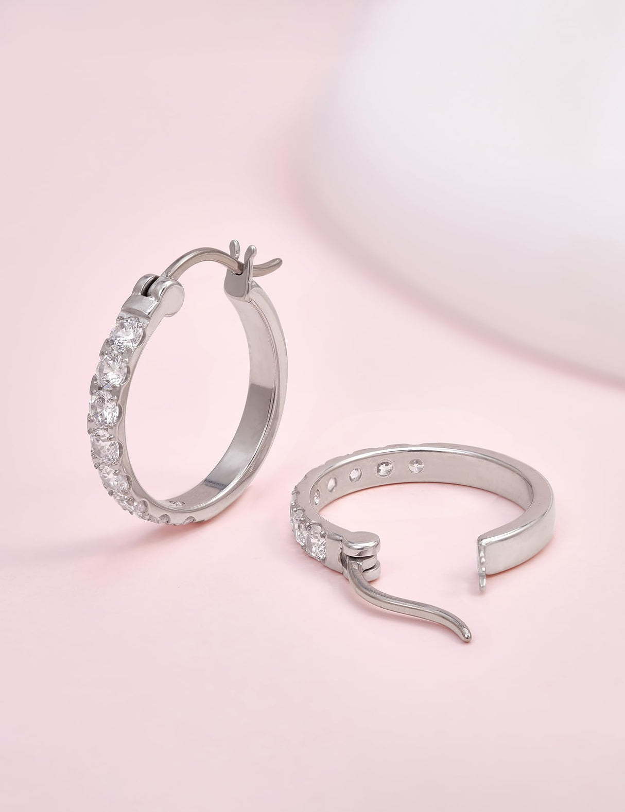 Limerencia G23 Pure Titanium Hypoallergenic Hoop Earrings, F136 Titanium Huggie Studs for Women Sensitive Ears (20 mm hoop silver)