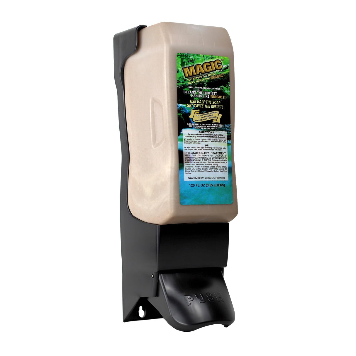 Concentrated Magic Push-Style Hand Soap Dispenser - Wall Mount | for Use with 3.55L Magic Hand Soap Bottles | Quick & Easy Install | Great for Industrial, Commercial & Shop Use