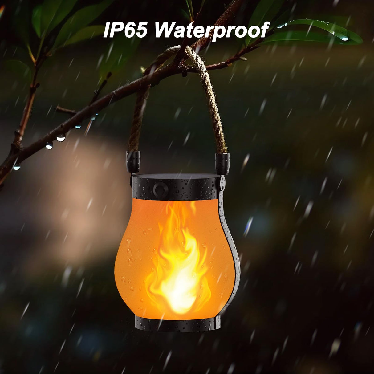 Hompavo Gen2 Solar Lanterns Outdoor Waterproof with Realistic Flickering Flame, Dual Charging (USB/Solar) & 2 Modes - Decorative Hanging/Table Lights for Yard Patio Garden Halloween Christmas Decor, 2