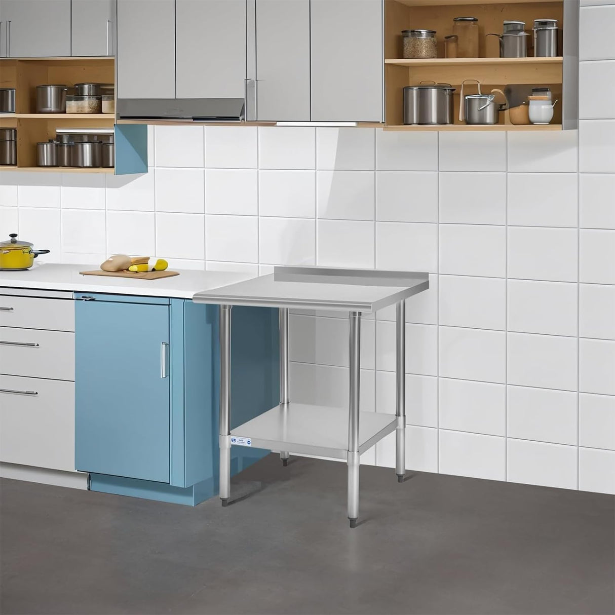 Hally Stainless Steel Table for Prep & Work 24 x 24 Inches, NSF Commercial Heavy Duty Table with Undershelf and Backsplash for Restaurant, Home and Hotel
