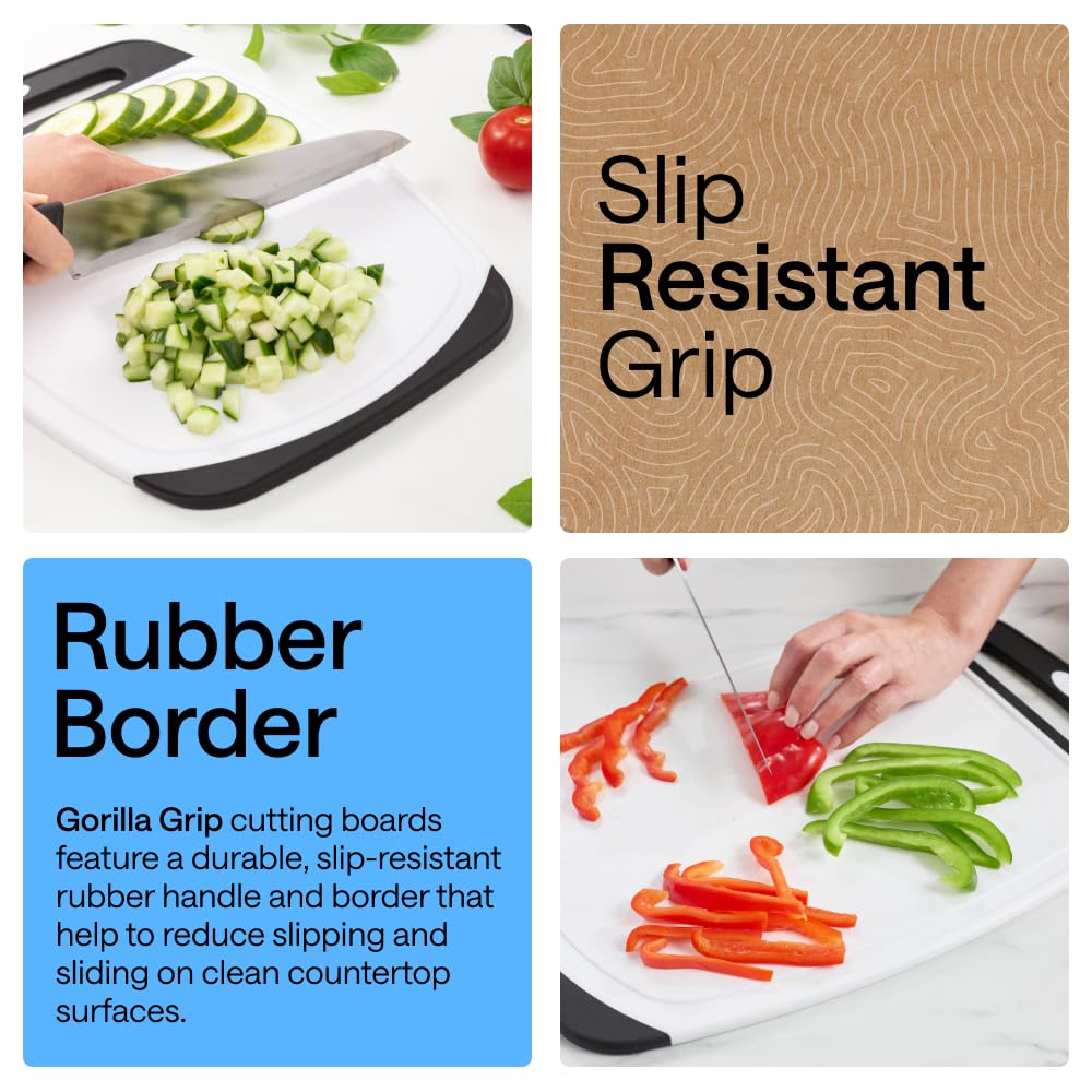 GORILLA GRIP Cutting Board, Slip Resistant and Nonporous, BPA-Free, Black