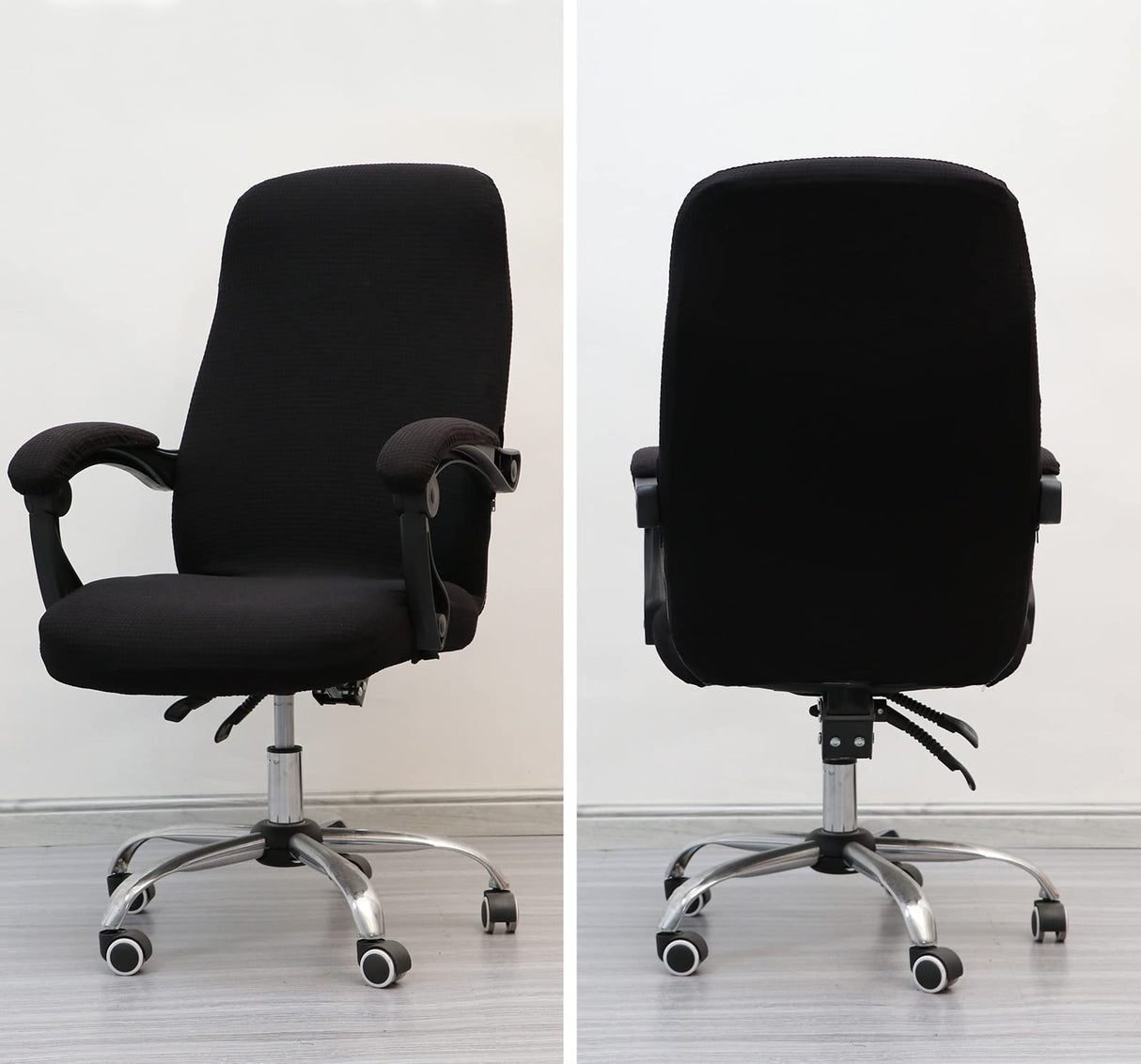 Melaluxe Office Chair Cover with Armrest Covers, Universal Stretch Desk Chair Cover, Computer Chair Slipcovers (Size: L) - Black