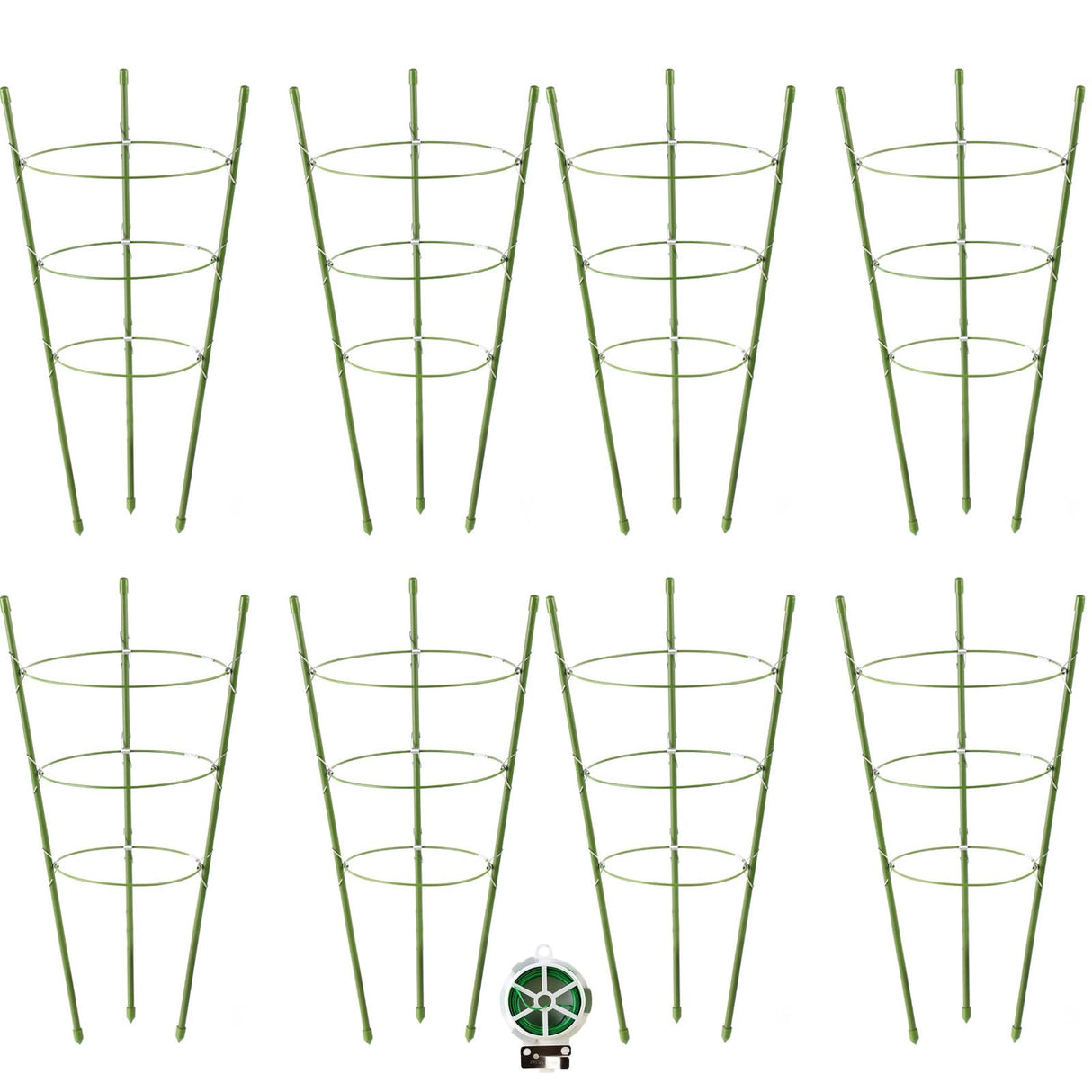 8 Pack Tomato Cage Plant Support Cages for Garden, 18 inches Tomato Trellis for Climbing Plants, Upgrade Garden Plant Stakes with Adjustable Ring, Tomato Rings for Support