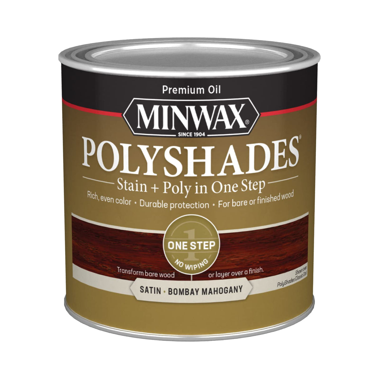 Minwax PolyShades Wood Stain + Polyurethane Finish – ½ Pint, Tudor, Satin