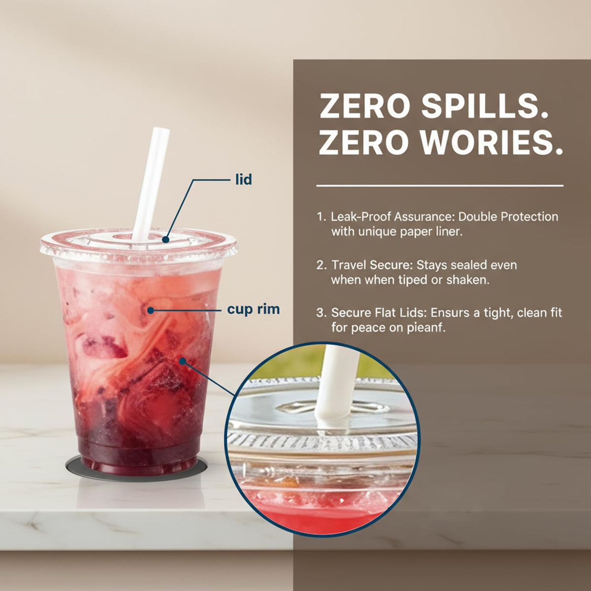 Voatree 110 Pack 16 oz Clear Plastic Cups with Lids and Straws