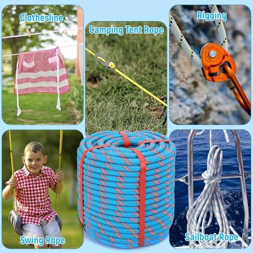 Arborist Rope Climbing Rope Arborist Rigging Rope 48 Strands Tree Rope 1/2 Inch Rope for Climbing Tree Swing Pulling Sailing