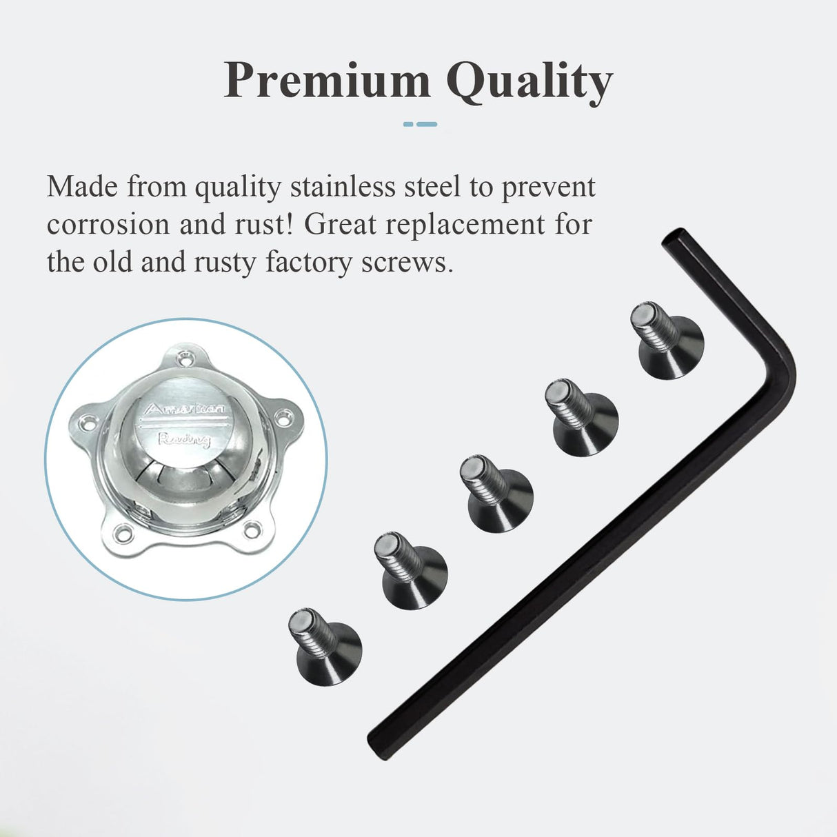 Ctuoptuo 𝟐𝟎 𝐏𝐜𝐬 of 970076 Wheel Center Cap Screws Allen Head & Allen Wrench, Fit for American Racing Torq Thrust Wheels