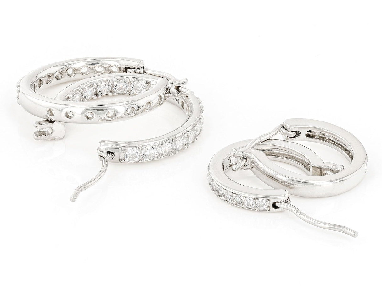 JTV 1.14 CTTW Cubic Zirconia Hoop Earrings - Platinum-Plated Silver