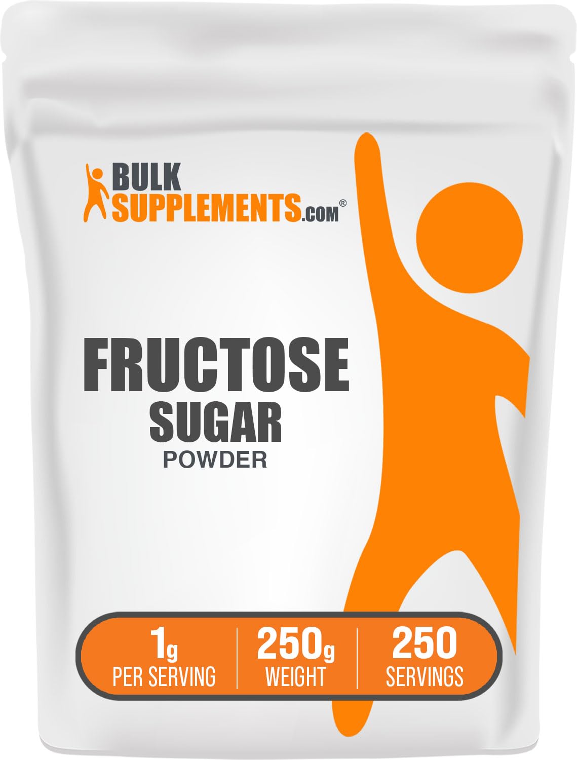 BulkSupplements.com Fructose Powder - Fructose Sugar, Zero Calorie Sweetener - Food Grade & Gluten Free, 1g per Serving, 250g (8.8 oz) (Pack of 1)