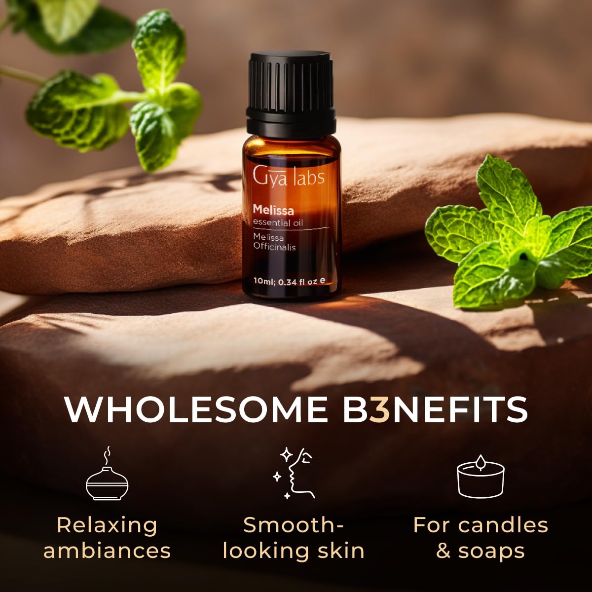 Gya Labs Melissa Essential Oil for Candle Making Scents - 0.34 Fl Oz - Natural Melissa Oil