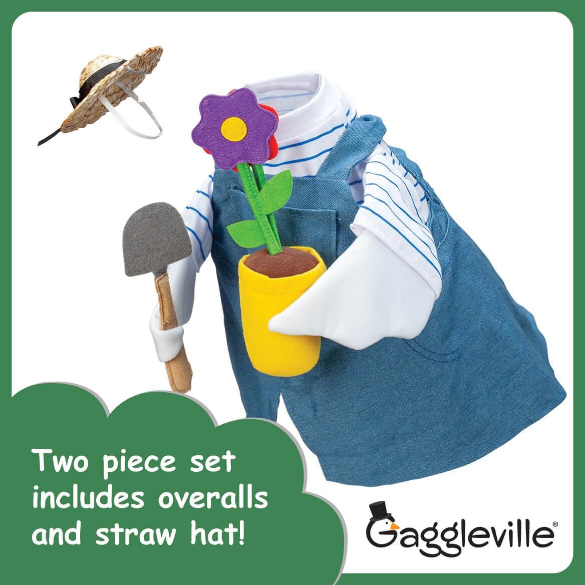 Fox Valley Traders Gaggleville Gardener Goose Outfit, Fits Large 23" H Statue