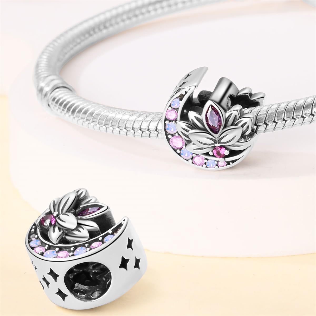 HappyStar 925 Sterling Silver Charms for Bracelets and Necklaces,Combination Dangle Pendants Beads Charms Jewelry Gift for Couples Sisters.(With Spacer Beads)
