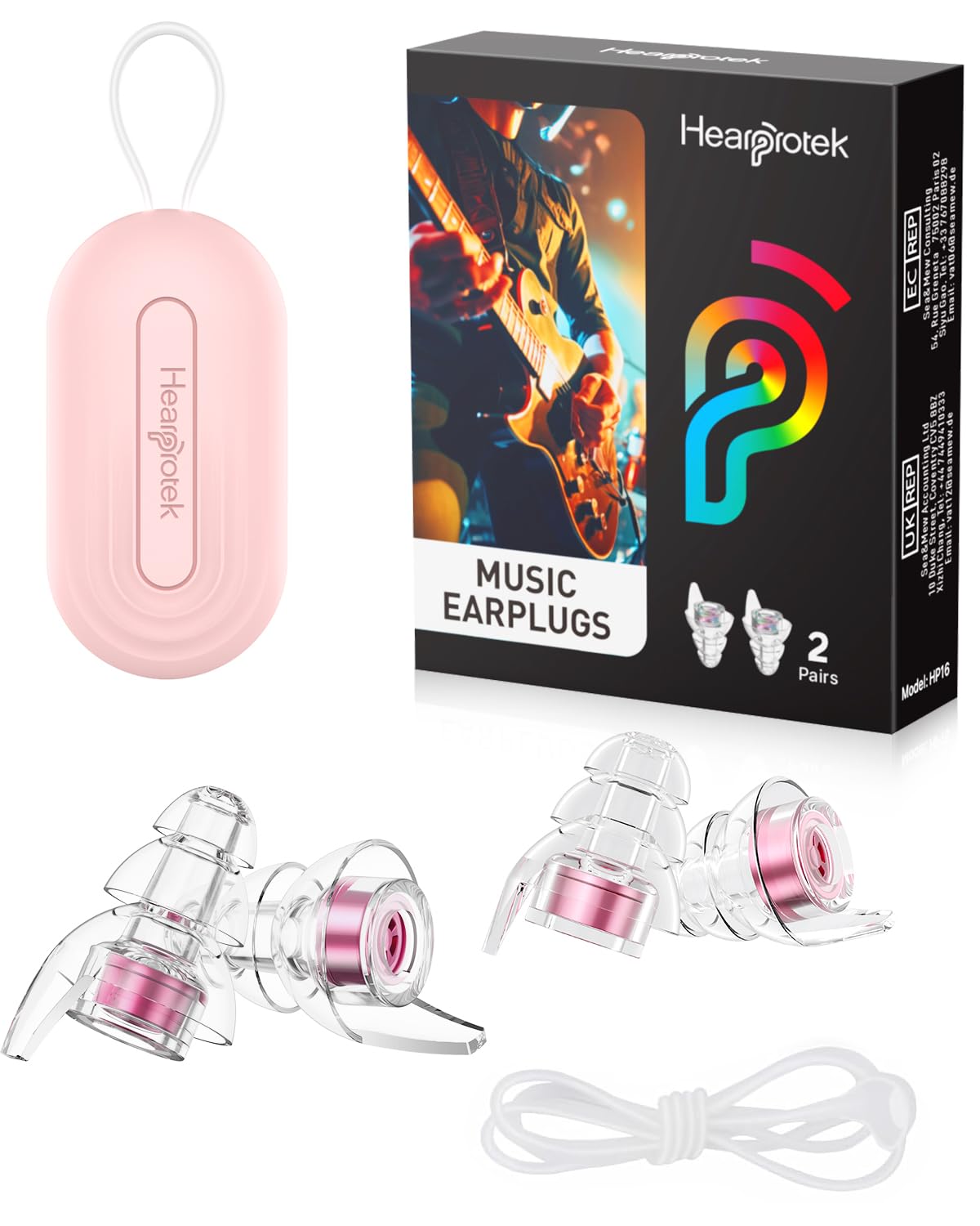 Hearprotek Concert Ear Plugs, 2Pairs Reusable high Fidelity Musician Ear Plugs for Concerts Loud Music-Noise Reduction Ear Protection earplugs for Rave,Festival,Music,Tinnitus Relief