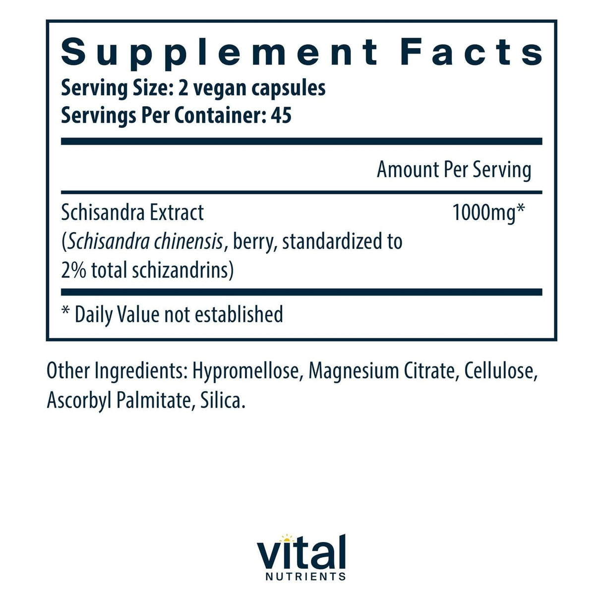 Vital Nutrients - Schisandra Extract - Liver, Immune, Energy, and Endurance Support - 90 Vegetarian Capsules per Bottle - 1000 mg
