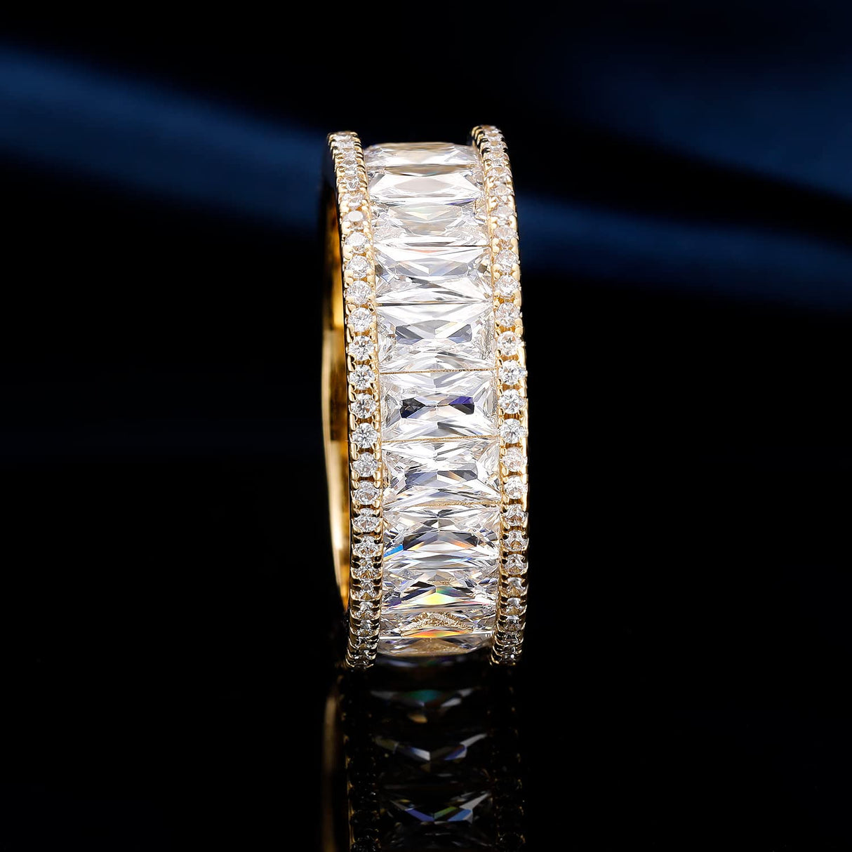 MDFUN 18K Gold Plated Eternity Rings for Women Cubic Zirconia Wedding Promise Engagement Band 8