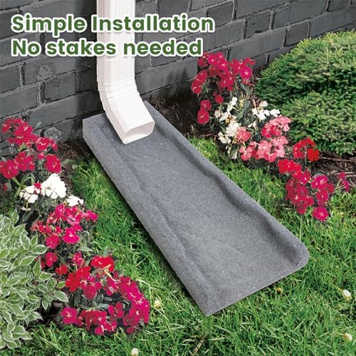 2 Pack Rubber Downspout Splash Block Rain Gutter Down Spout Drain Trays Gray