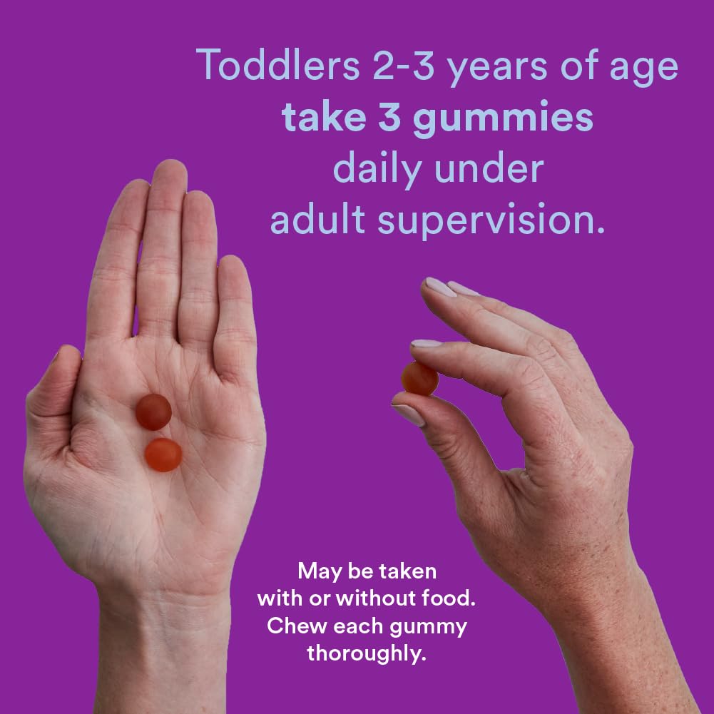 SmartyPants Toddler Multivitamin Gummies: Omega 3 Fish Oil (EPA/DHA), Vitamin D3, C, Vitamin B12, B6, A, K & Zinc, Biotin, Beta Carotene, Gluten Free, Three Fruit Flavors, 90 Count (30 Day Supply)