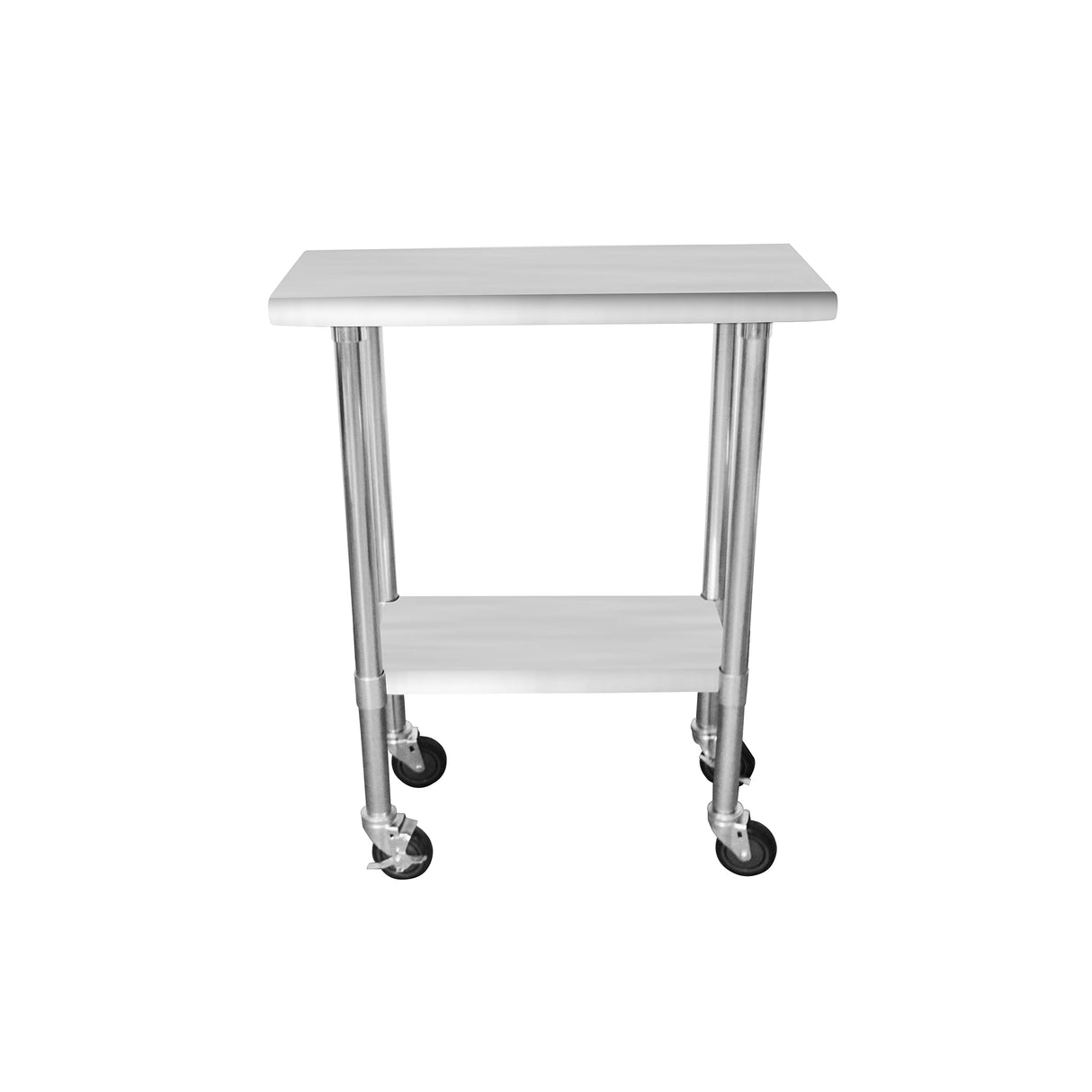 ROCKPOINT Stainless Steel Table for Prep & Work with Caster Wheels 14x30 Inches, NSF Metal Commercial Kitchen Heavy Duty Table with Adjustable Under Shelf and Table Foot for Restaurant, Home and Hotel
