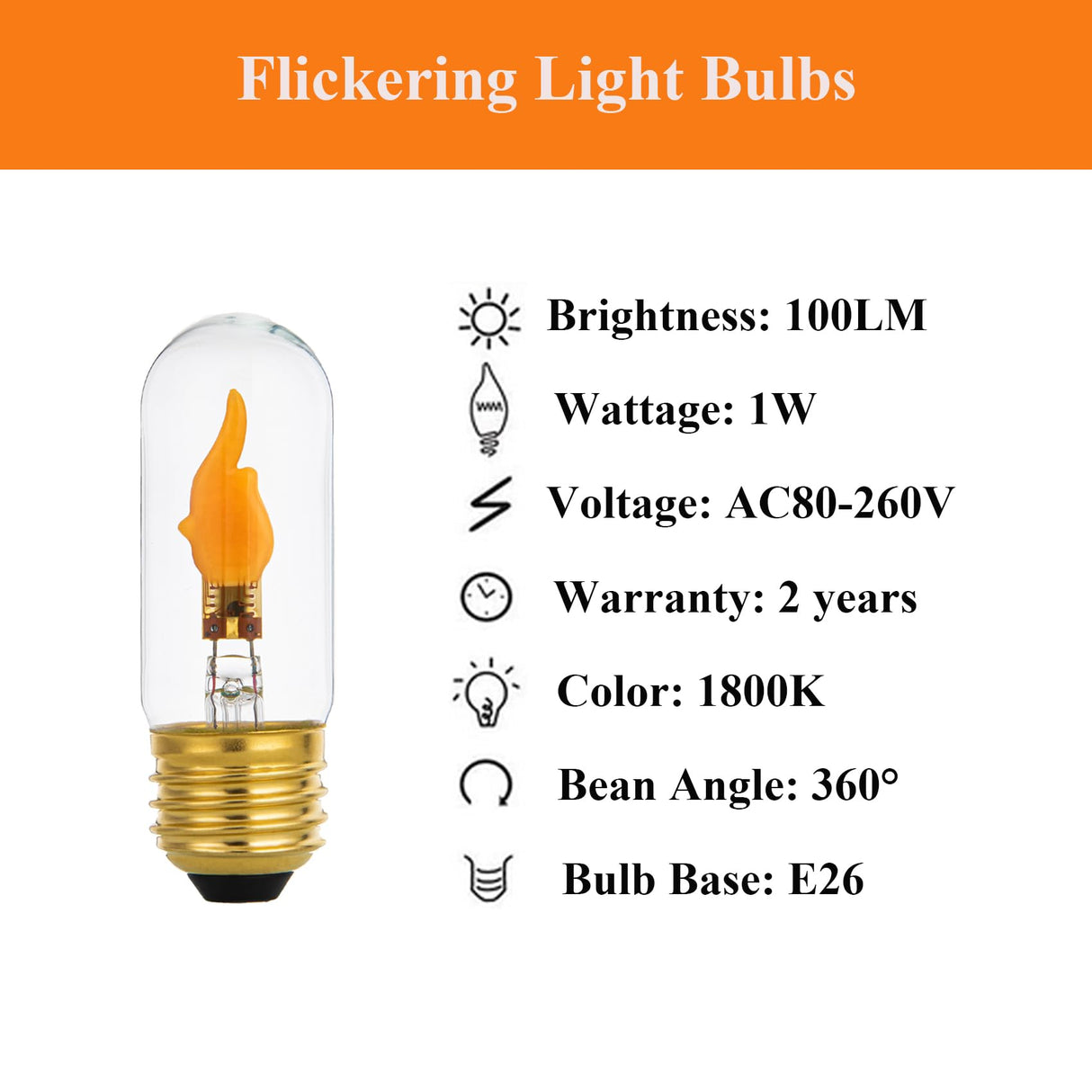 SHUWDKAR Flame Light Bulbs E26 Standard Base LED Flickering Light Bulbs, Realistic Flame Effect Bulb for Halloween Christmas Decoration, 6 Pack