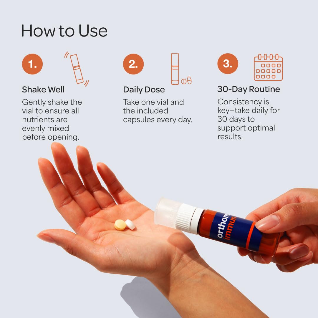 Orthomol Immun Vial, Immune Support Supplement,Capsule 30-Day Supply, Vitamins A, B, C, D, E, Zinc, Iodine