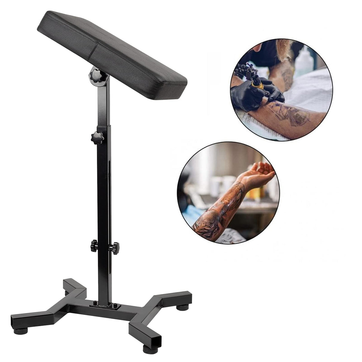 HUOXOU Tattoo Arm Rest, Tattoo Chair for client, Tattoo Armrest Stand, Four-corner base Stability Strongly, Adjustable Height, Thicken Soft Sponge Pad, Foldable Arm Rest Tattoo for Artist