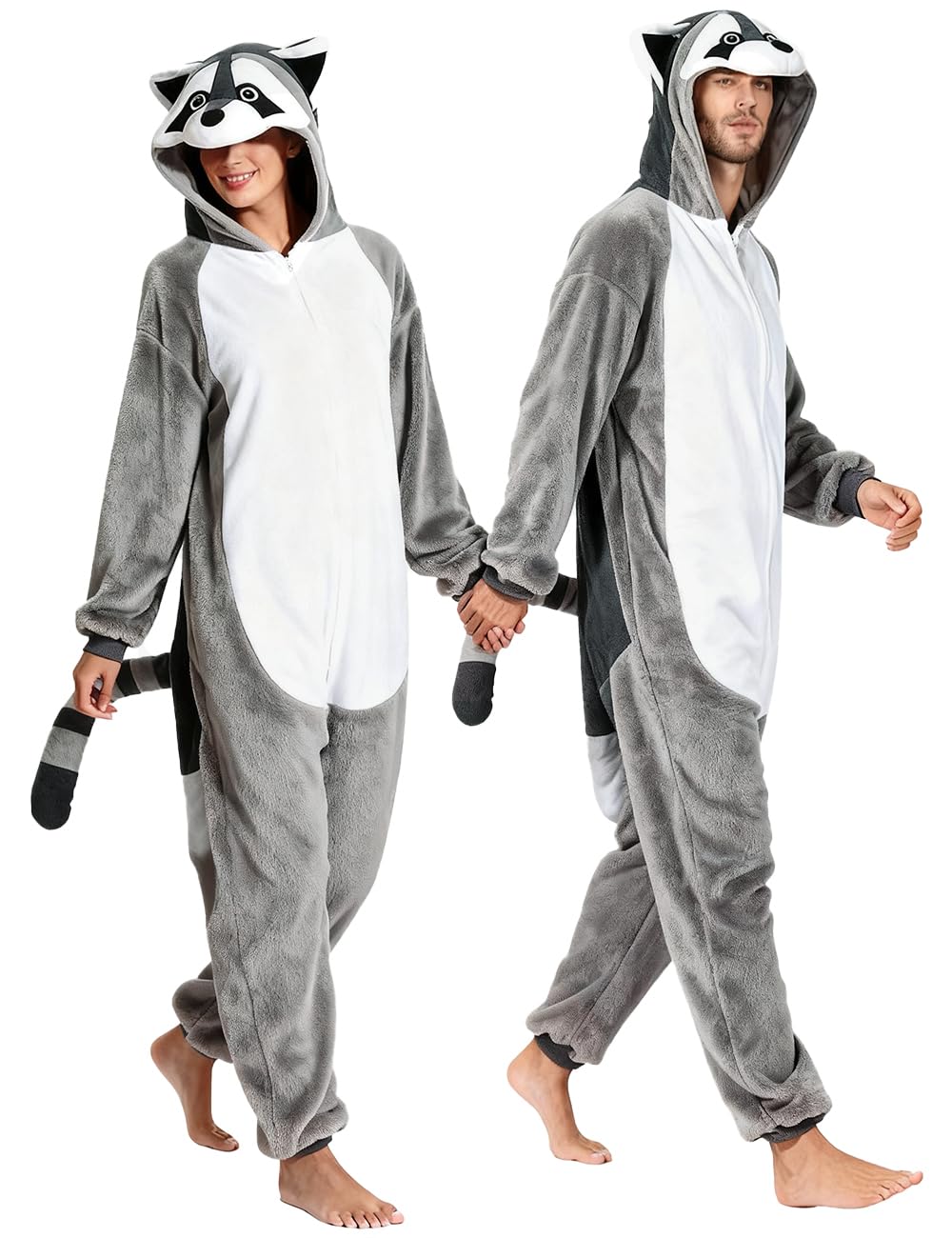 ABPTBAZ Adult Raccoon Lizard Crow Onesie Pajamas Halloween Christmas Cosplay Costume Women Men