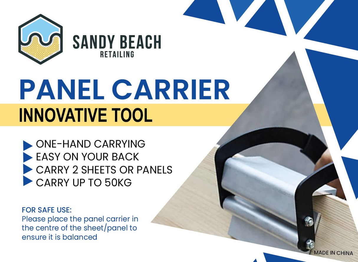 Sandy Beach Plasterboard Carrier - Easy Panel Carrier Gripper, Plasterboard Sheet Carrier, Drywall Lifter Gripper - Plasterboard Lifter Carrier - Ergonomic Plate For Plywood Sheet Goods