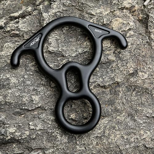 50KN Rescue Figure, 8 Descender Large Bent-Ear Belaying and Rappelling Gear Belay Device Climbing for Rock Climbing Peak Rescue 7075 Aluminum Alloy