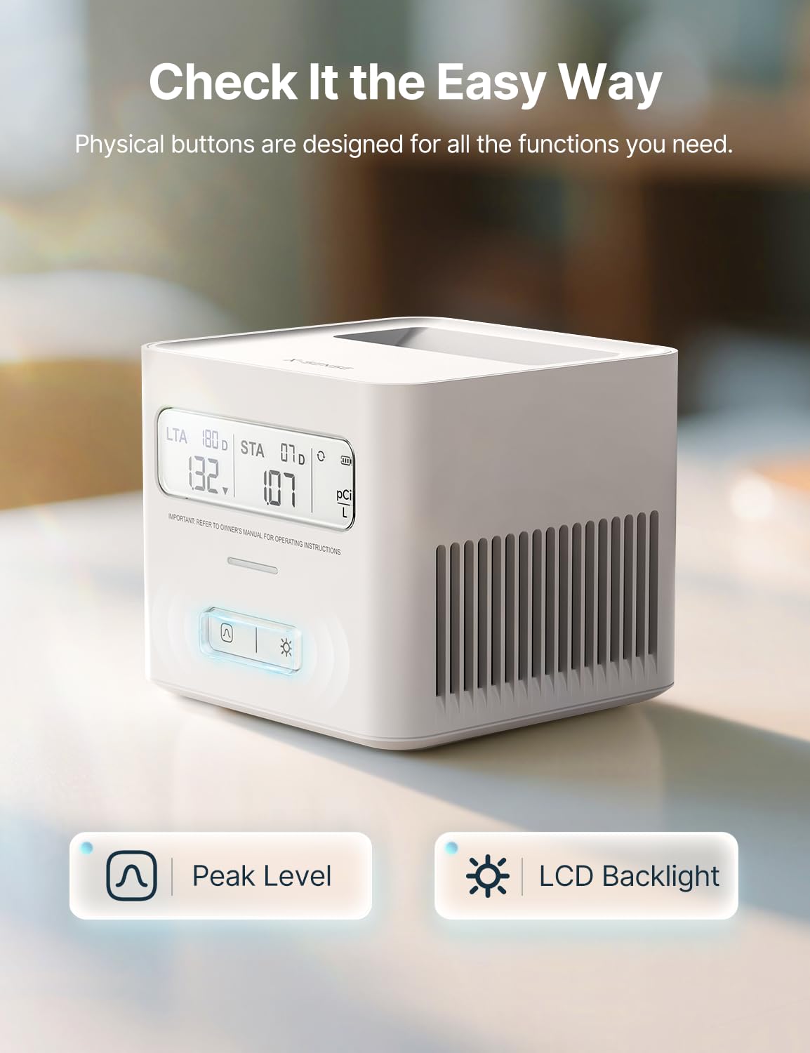 X-Sense Radon Detector for Basement, Zero Lab Fees, XR0A-SR, White