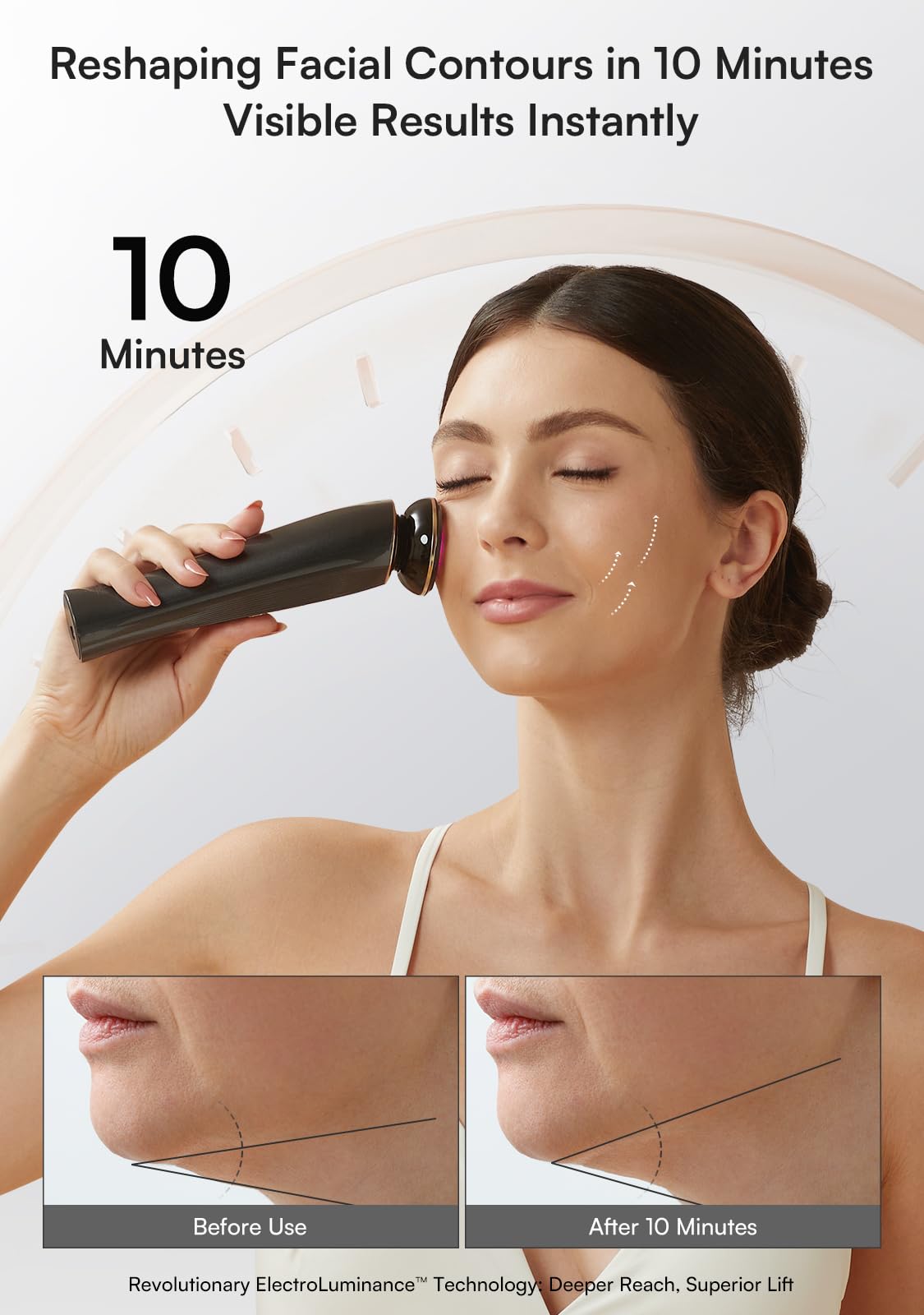 INIA Microcurrent Facial Device, 3-in-1 Facial Massager Red Light Therapy Beauty Device for Face and Neck Skin Rejuvenation Lifting, Tightening, Infusing, Effective Wrinkle and Puffiness Reduction