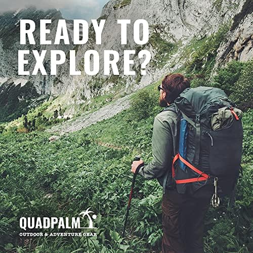 Grappling Hook with 10m Rope – Multifunctional QUADPALM Grapple Hook - 4 Stainless Steel Folding Claws - Heavy Duty - Outdoor Camping Hiking Tree Rock Mountain Climbing Equipment