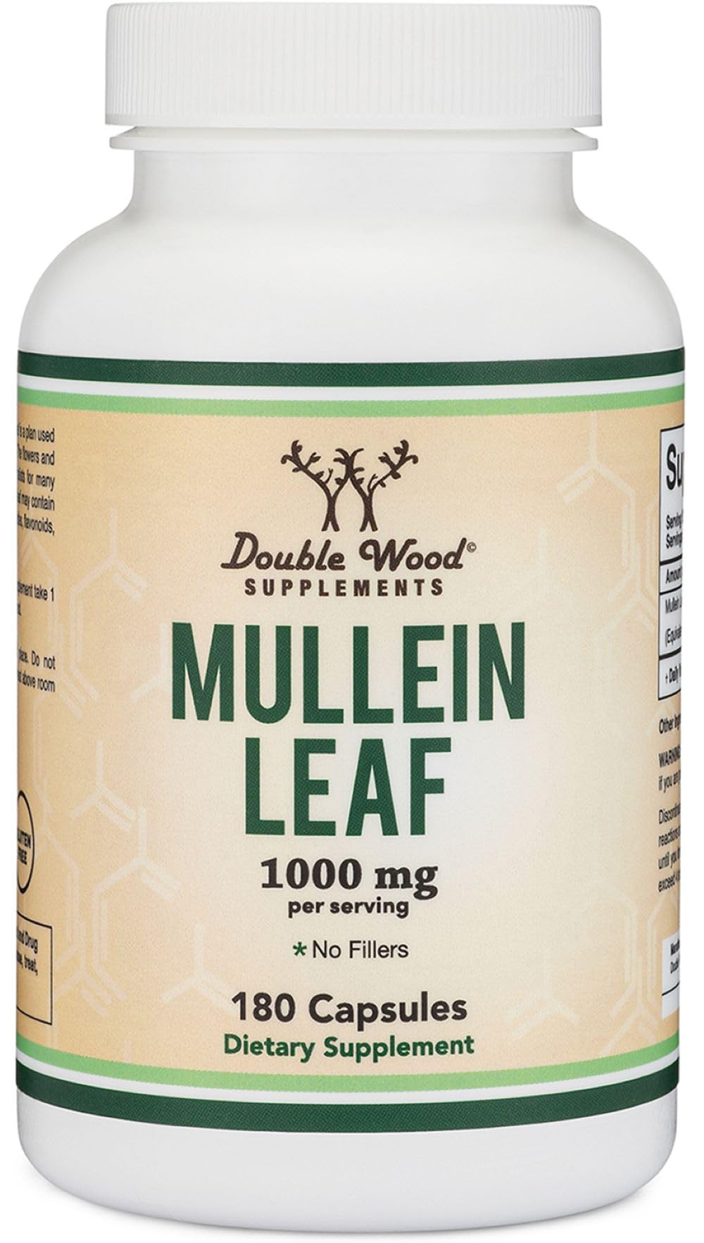 Mullein Leaf Capsules 10,000mg Strength, 180 Vegan Safe Capsules with No Fillers for Lungs and Respiratory Health by Double Wood