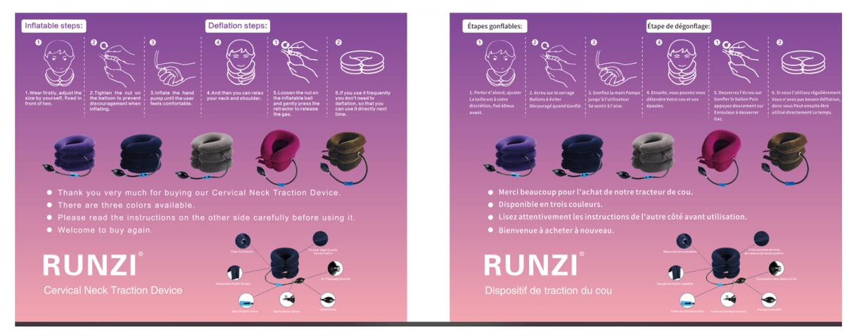 Cervical Neck Traction Device Inflatable Neck Stretcher, Easy to Use for Chronic Neck and Shoulder Pain Relief Traction Spine Alignment, Neck Cervical Brace,Purple