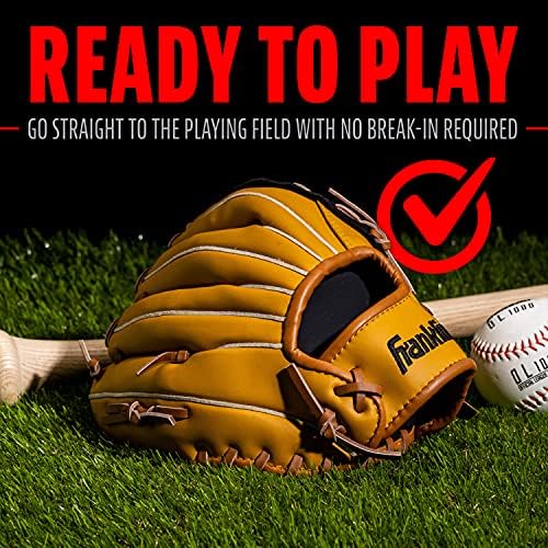 Franklin Sports Baseball + Softball Gloves - Field Master Adult + Youth Baseball + Softball Gloves - Right Hand + Left Hand Gloves - Infield + Outfield Mitts - Multiple Sizes + Colors