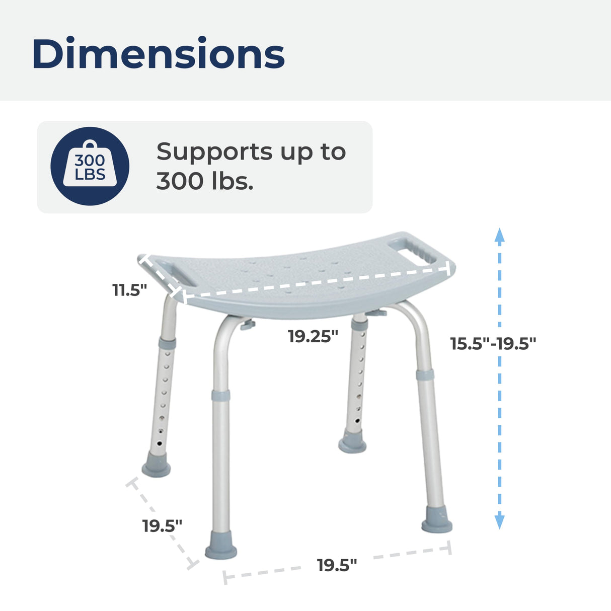 Drive Medical RTL12203KDR Shower Chair, Adjustable Shower Stool with Suction Feet, Shower Seat for Inside Tub, Bathroom Bench, 300 LB Weight Capacity