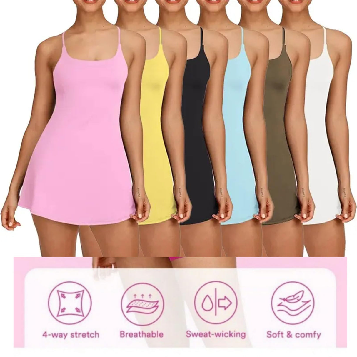 Arisefrom Dress, Stuffdatas Backless Dress, Sentdream, Plush Backless Active, with Shorts and Built in Bra (US, Alpha, Small, Regular, Regular, Black)