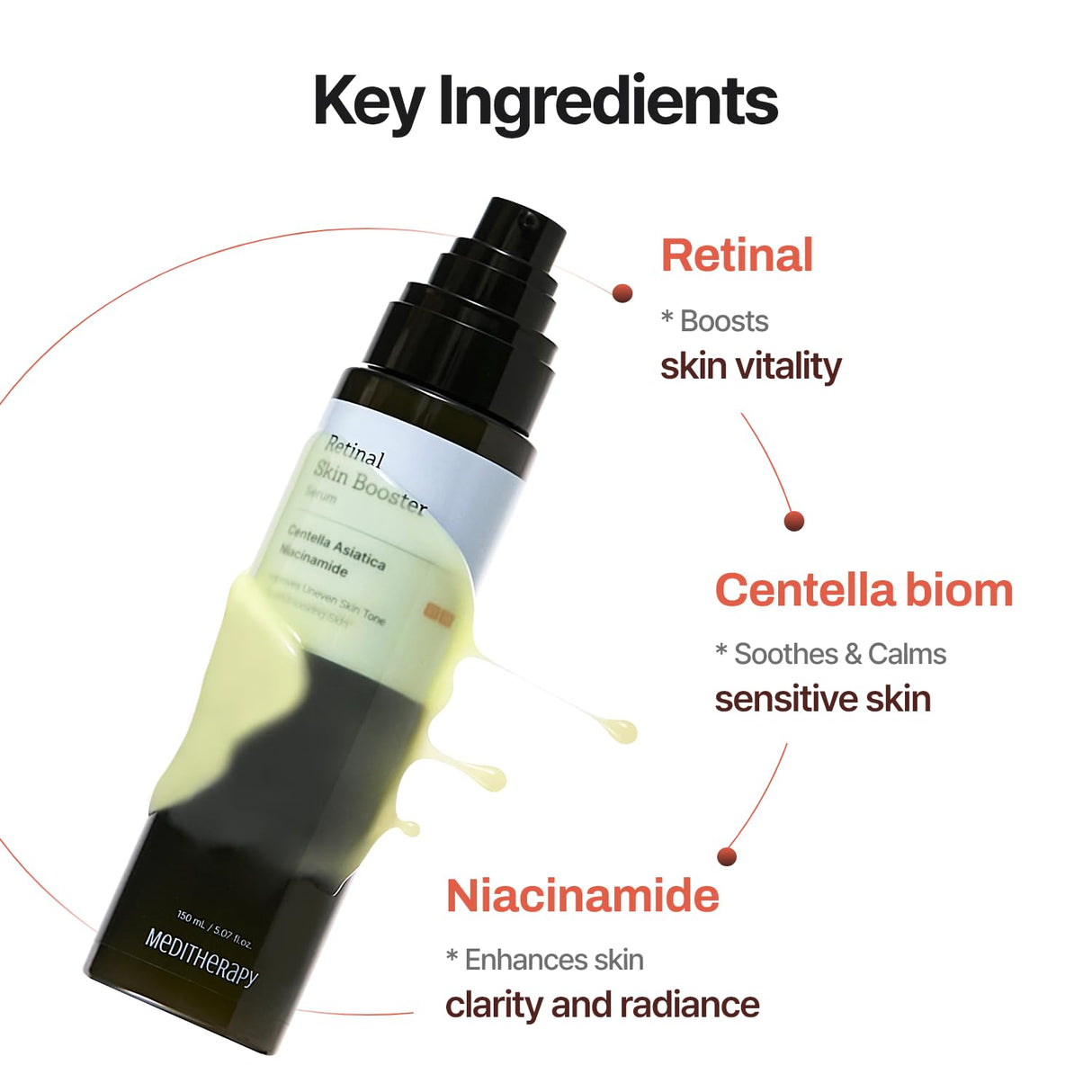 MEDITHERAPY Retinal Skin Booster Serum 5.07 Fl. Oz for Beginner & Sensitive Skin - Advanced Retinol Serum for Face and Body - Vegan Retinaldehyde Facial Serum for Uneven Skin Tone & Fine Lines