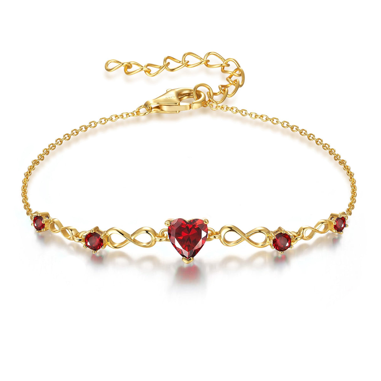 Infinity Heart Birthstone Bracelets for Women, 925 Sterling Silver Dainty Charm Link Bracelet Adjustable, Birthday Anniversary Valentines Day Jewelry Gifts for Women Wife Mom Girlfriend Her