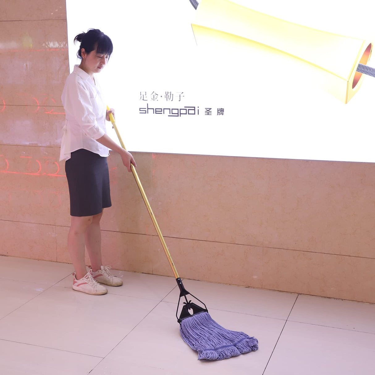 Midoneat Commercial Industrial Heavy Duty Mop with Long Handle,58" Looped-End String Wet Cotton Mops for Floor Cleaning, 2packs