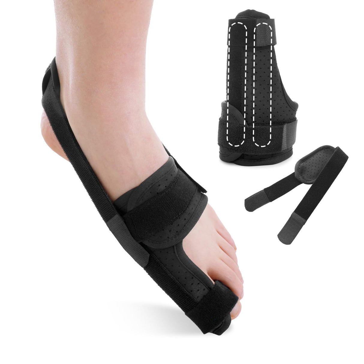 Chonario Big Toe Splint for Broken Toe, Fracture Big Toe Protectors Support for Sprains, Arthritis, Turf Toe, Women & Men, Big Toe Brace with 2 Detachable Metal Plates - Left