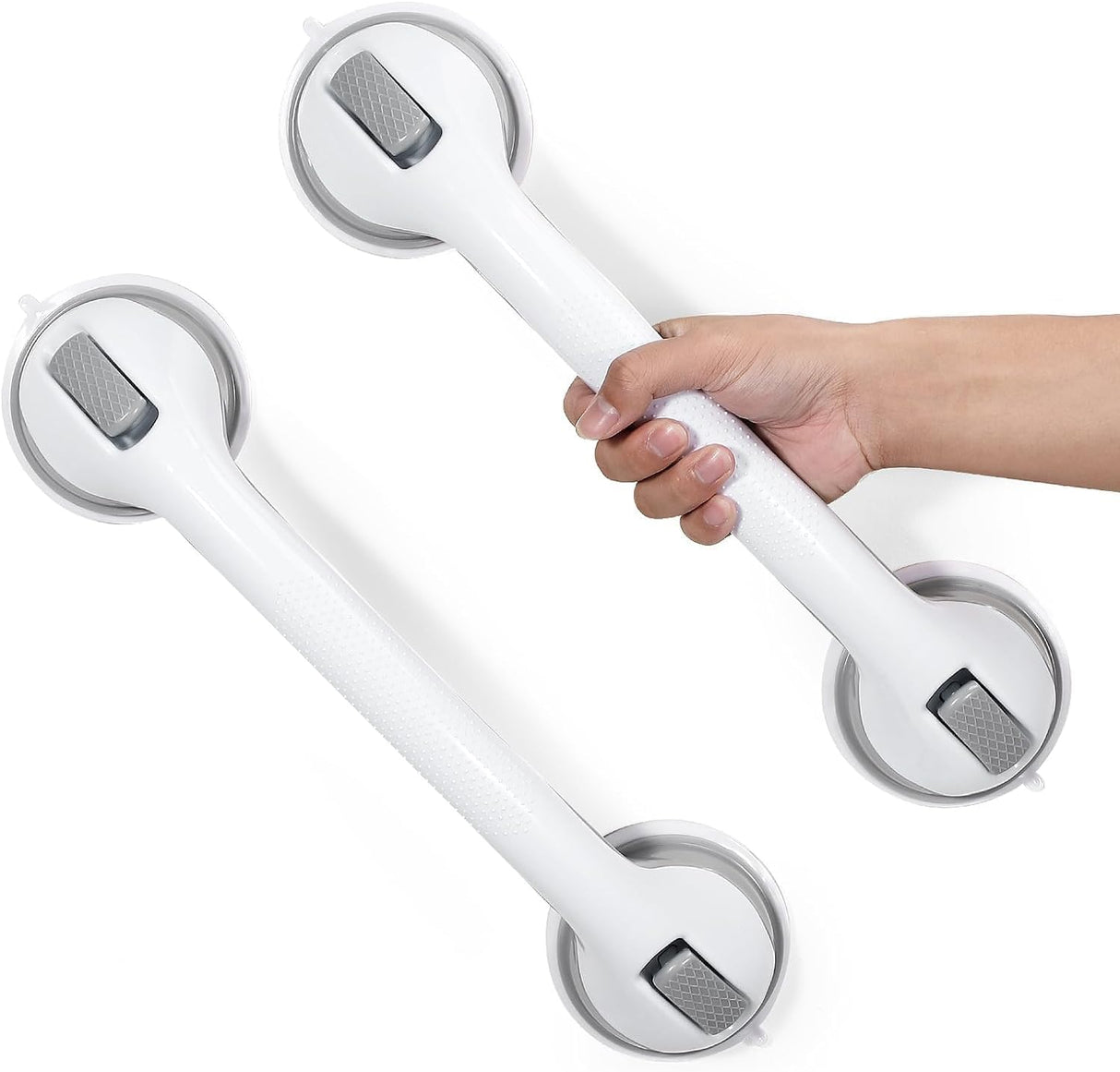Reyiu Grab Bars for Bathtubs and Showers, 16 Inch Shower Handle Heavy Duty Suction Cup Grab Bars for Shower Chair, Bathroom Safety Bar for Elderly 2 Pack