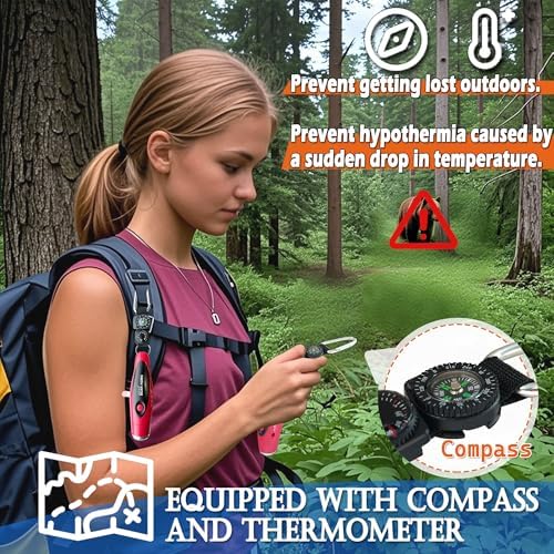 120dB Electronic Air Horn with Compass & Thermometer- Bear Horn to Scare Bears - Self Defense for Hiking