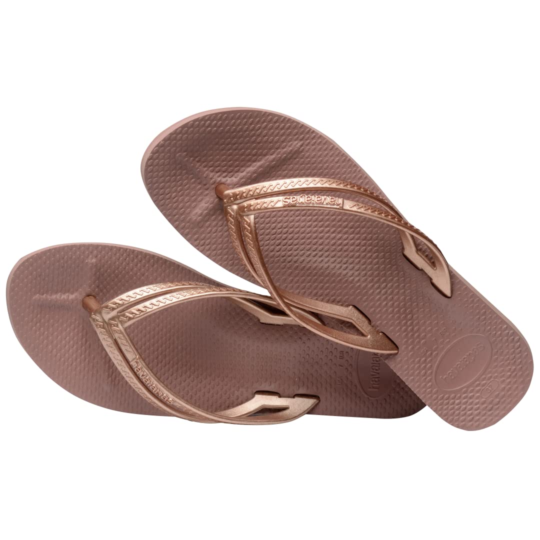 Havaianas Wedge Flip Flops - Casual Summer Wedge Sandals for Women - Cappuccino, 10W - 8M