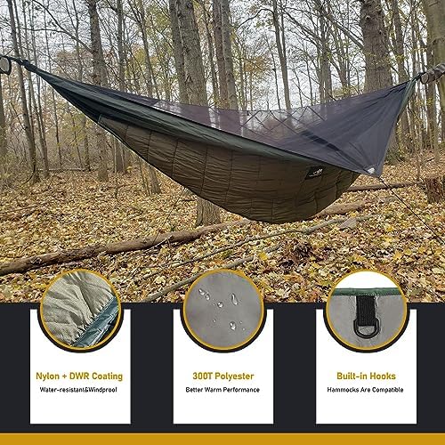 AYAMAYA Single & Double Hammock Underquilt Full Length Big Size Under Quilts for Hammocks, Camping Backpacking Essential, Winter Cold Weather Warm UQ Blanket Bottom Insulation