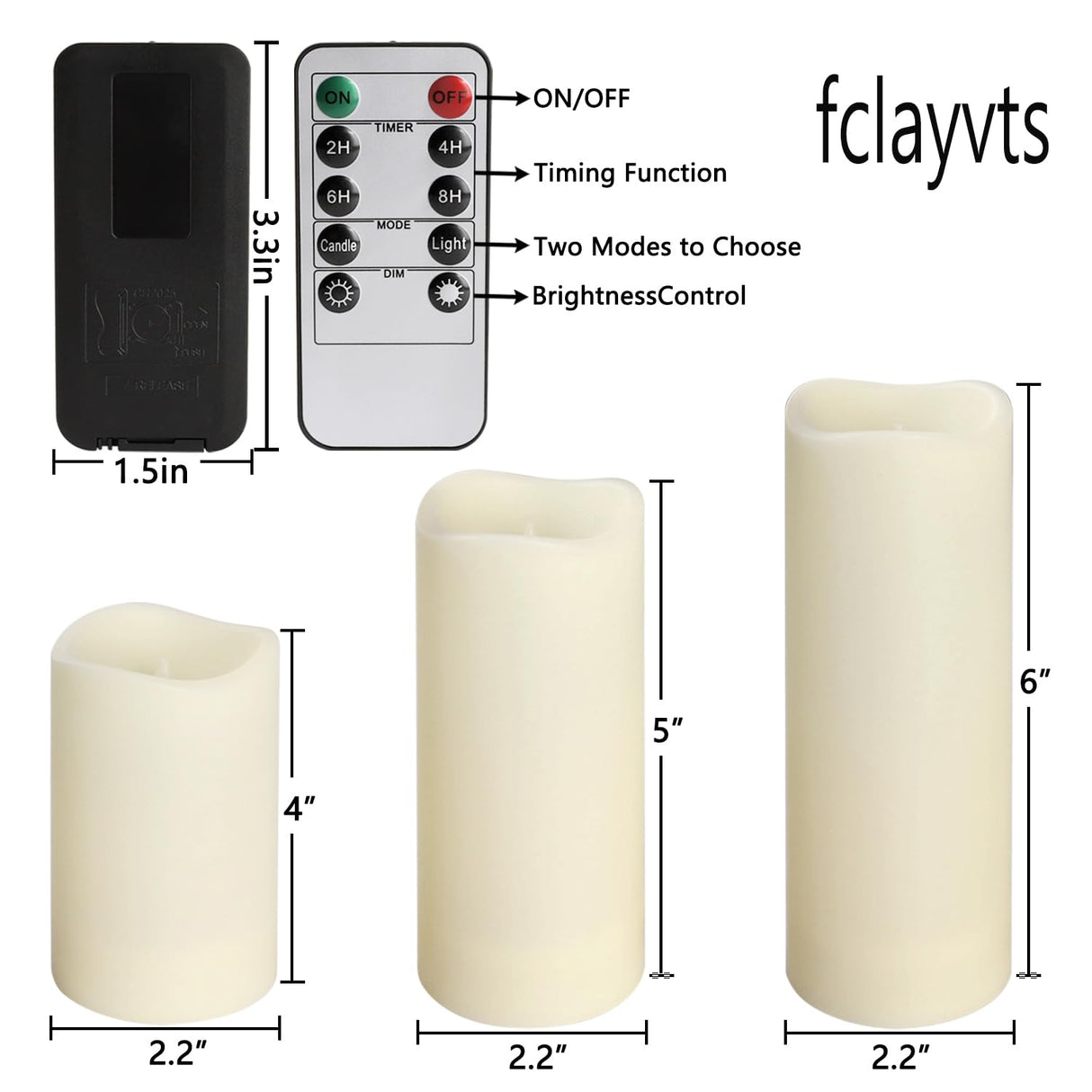 fclayvts 24-Pack LED Flameless Candles with Remote Control -Remote flameless Candles- Timer Candles -3D Flame, for Halloween Christmas Parties,Wedding,Home,Gift and Special Occasions(Three Sizes)