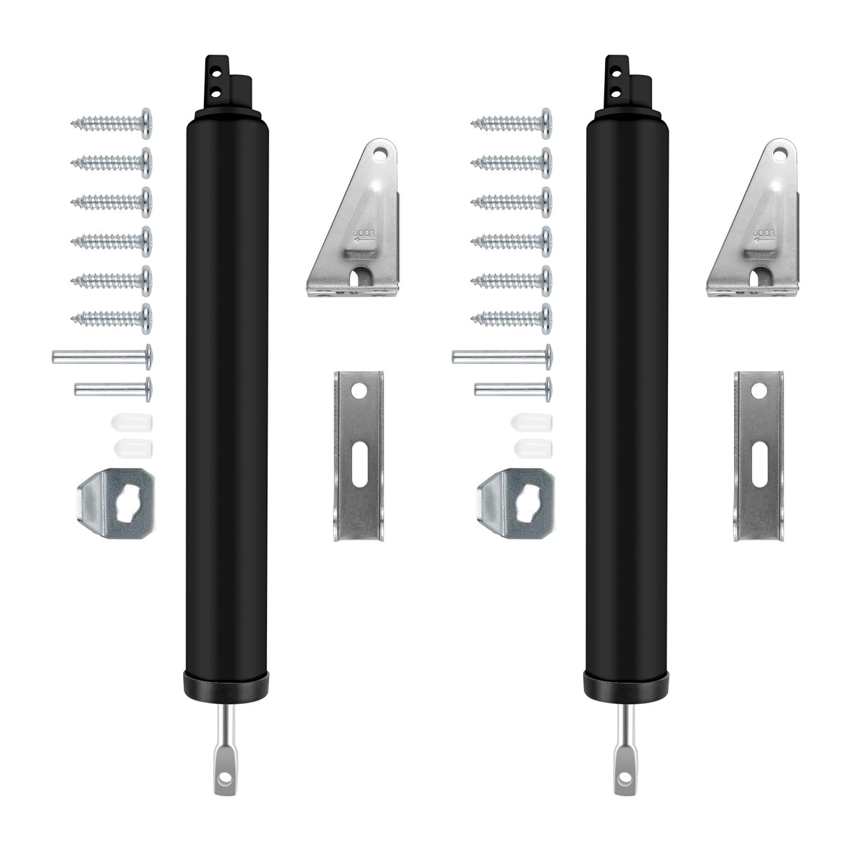2 PCS Screen and Storm Door Closer Kit, Heavy Duty Pneumatic Screen and Storm Door Closer, Screen and Storm Door Push Button Latch Set Replacement Kit, Adjust Smooth Closing Speed (Black)
