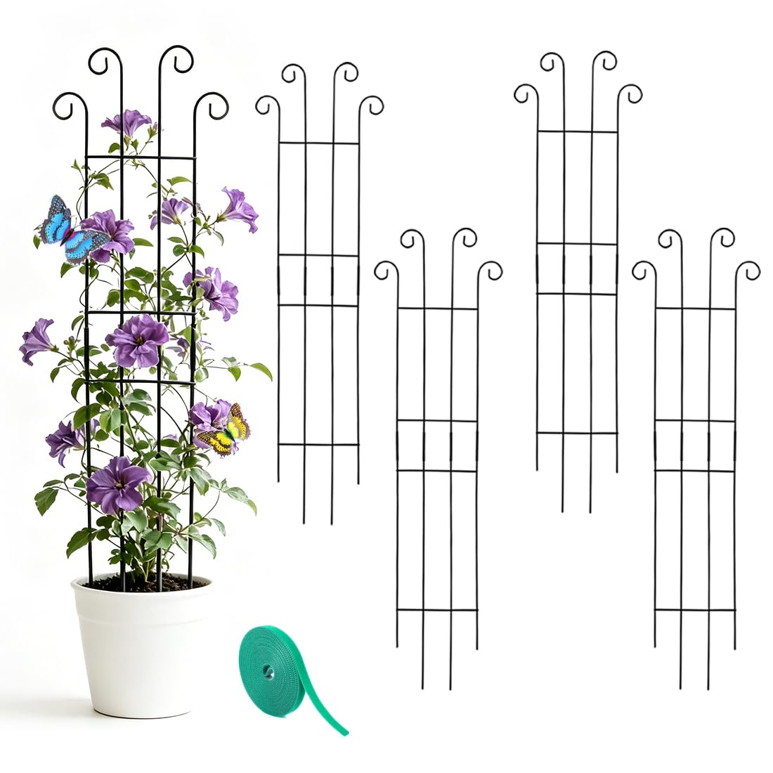 32.6inch Plant Trellis for Pot Climbing Plants Indoors & Outdoor, Garden Trellis for Potted Plants, Rust-Proof Metal Sturdy Yet Gentle Climbing Stakes Support for Ivy Pothos Hoya Monstera (4pcs)