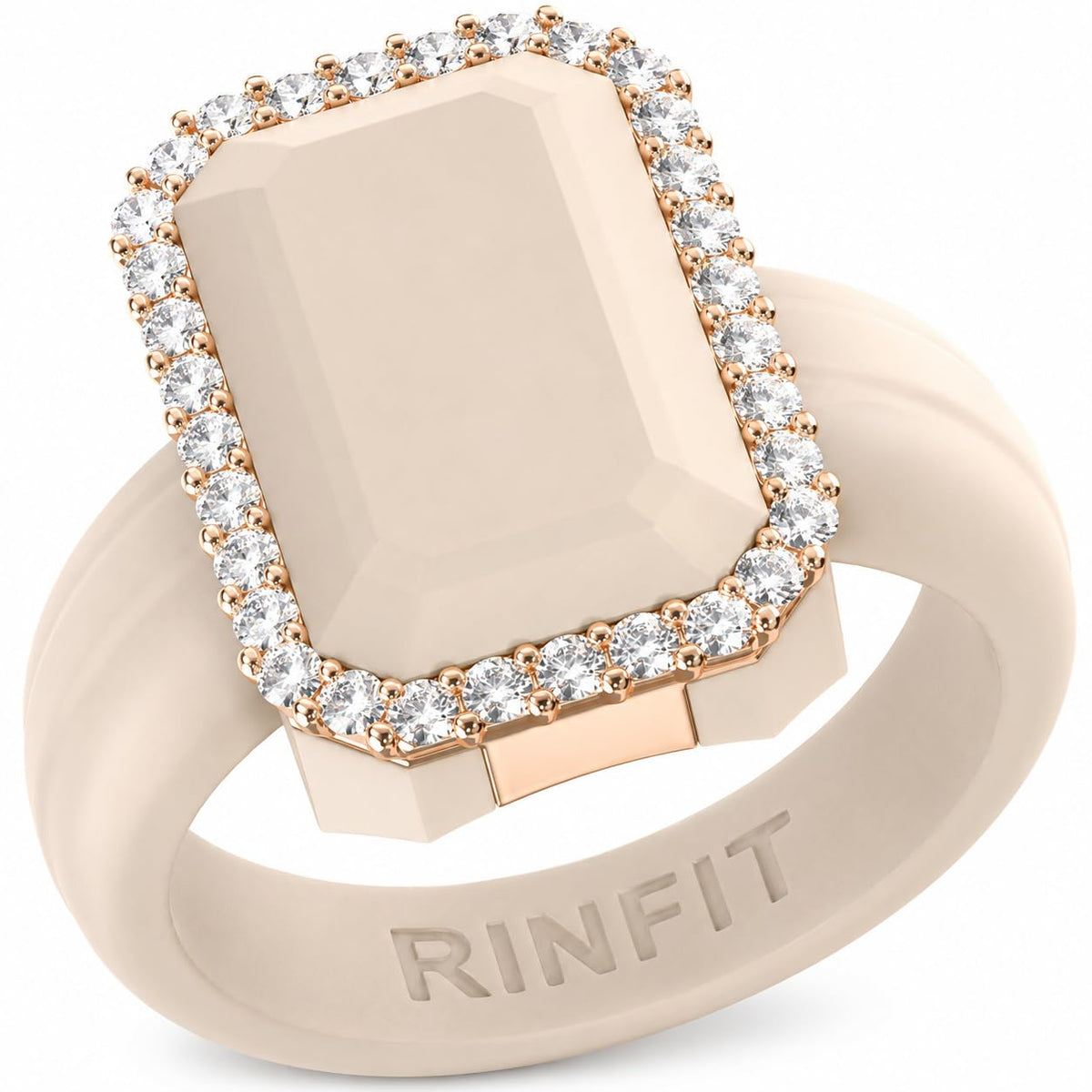 Rinfit Emerald Silicone Ring with CZ Stones for Women - Pack B, Size 7