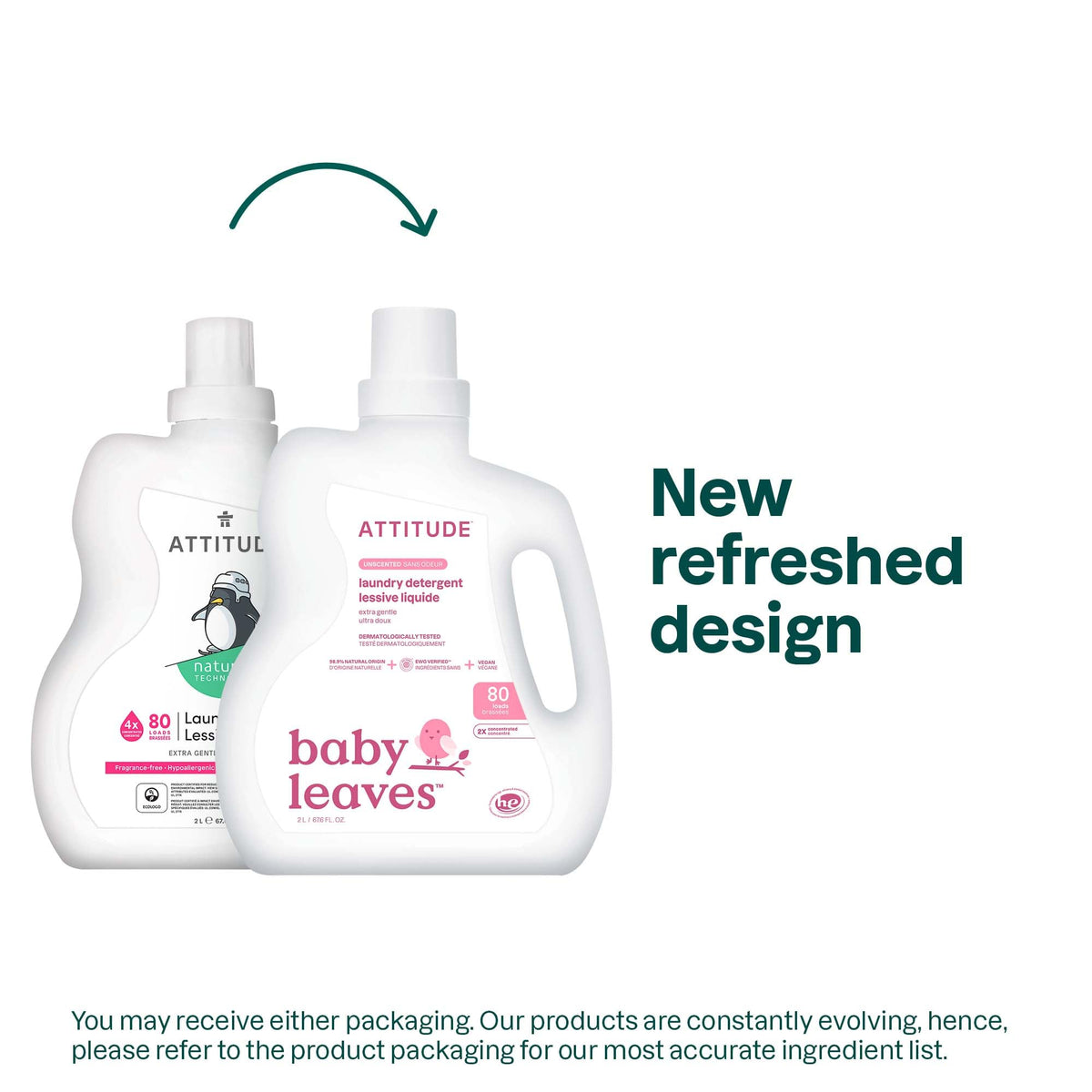 ATTITUDE Baby Laundry Detergent, Dermatologist Tested, Unscented, 80 Loads