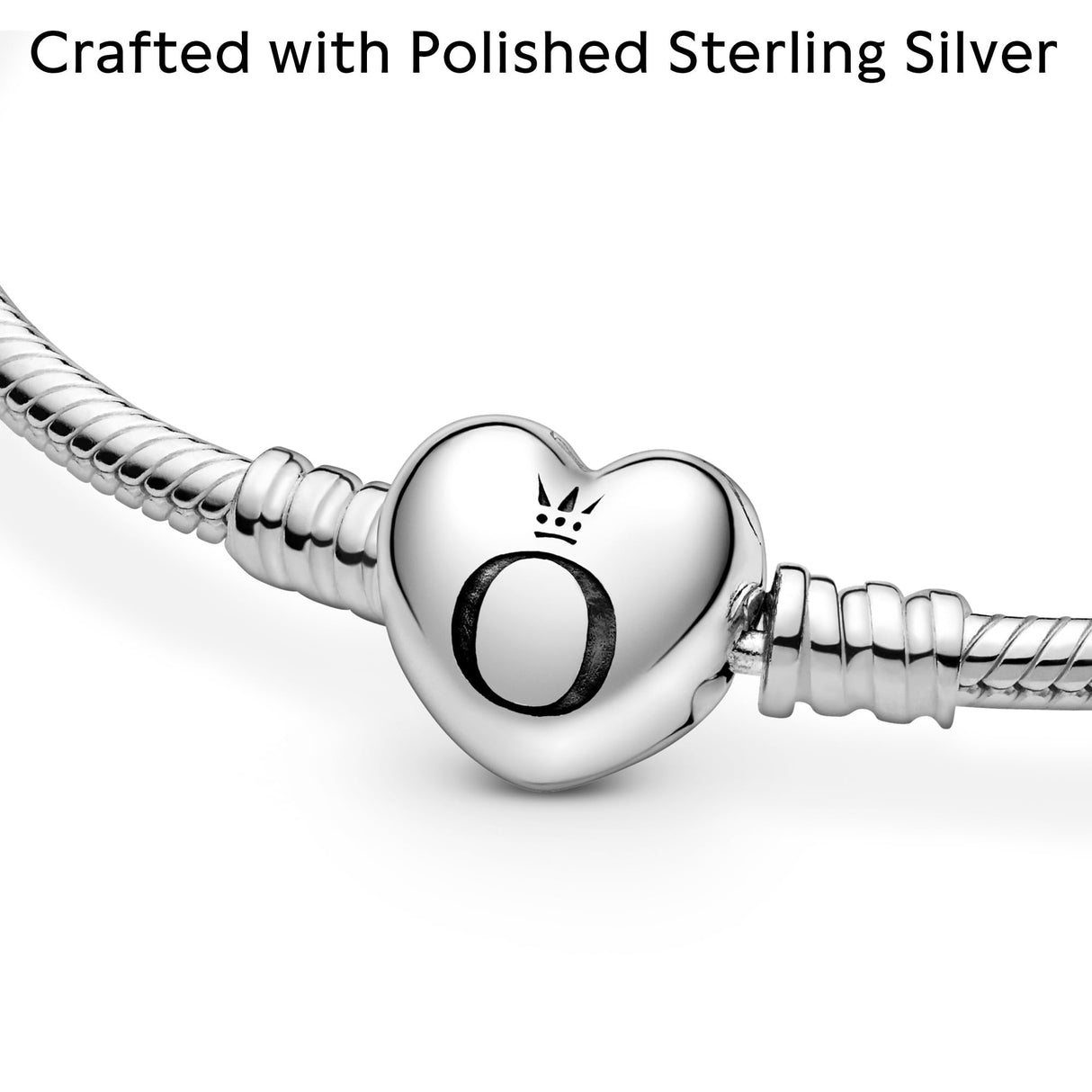 PANDORA Heart Clasp Snake Chain Bracelet - Heart Clasp - Romantic Jewelry for Her with Gift Box - Compatible Moments Charms - Sterling Silver - 9"
